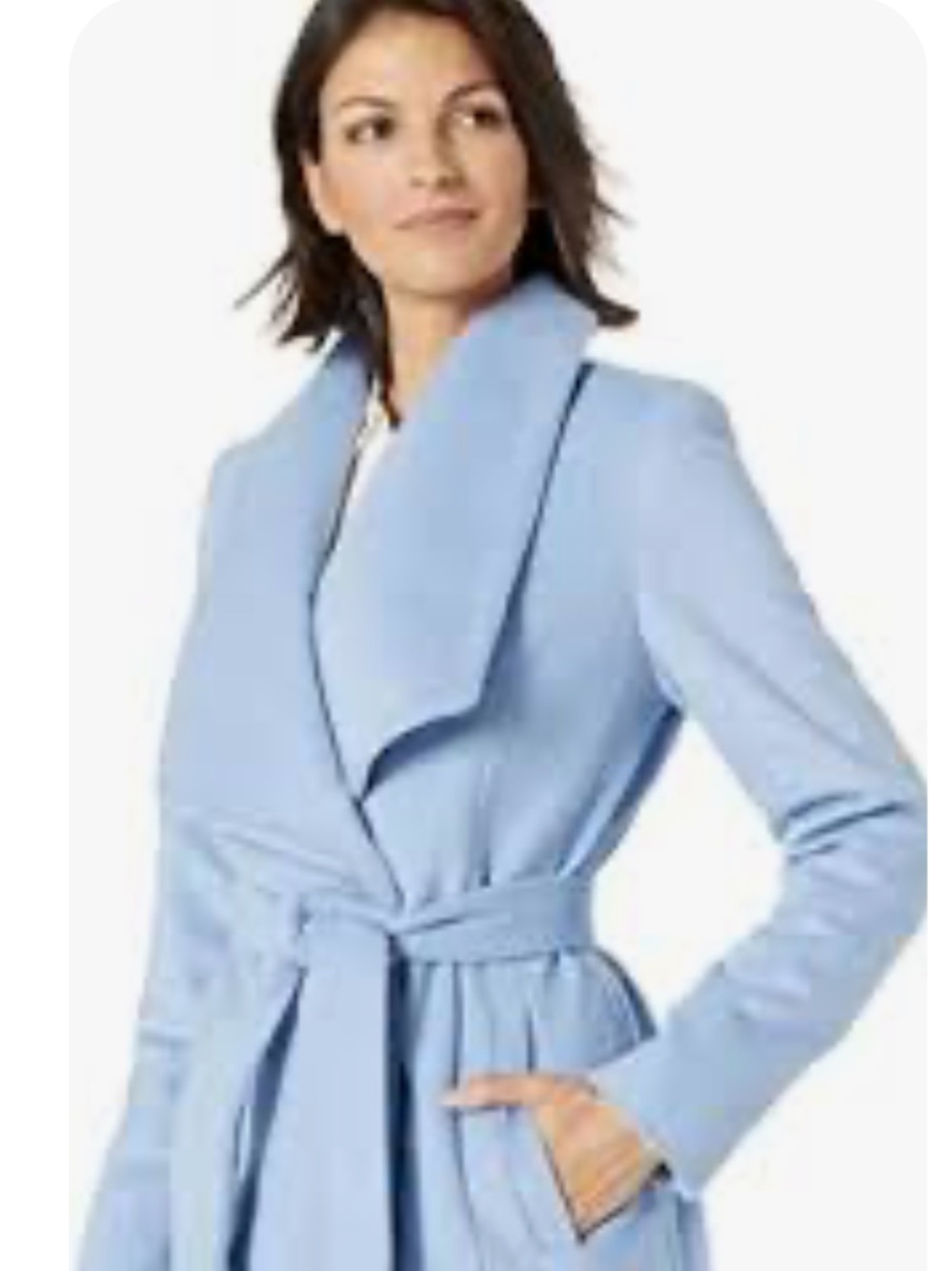 Cole Haan Light Blue Wrap Belted Robe Coat size 4